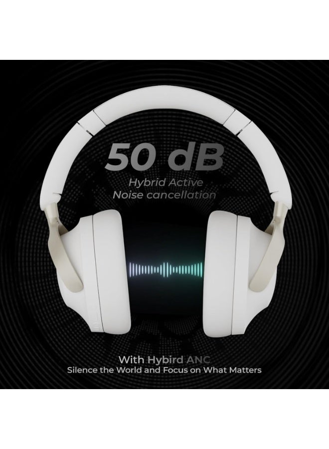 ZEBRONICS Silencio 111,Over Ear Wireless Headphone,Hybrid ANC (50dB),55*Hrs Backup,Transparency Mode,40mm Titanium Drivers,3 EQ Modes,ENC,Gaming Mode,Dual Pairing,Rapid Charge,Bluetooth v5.4 (White) - Image 2